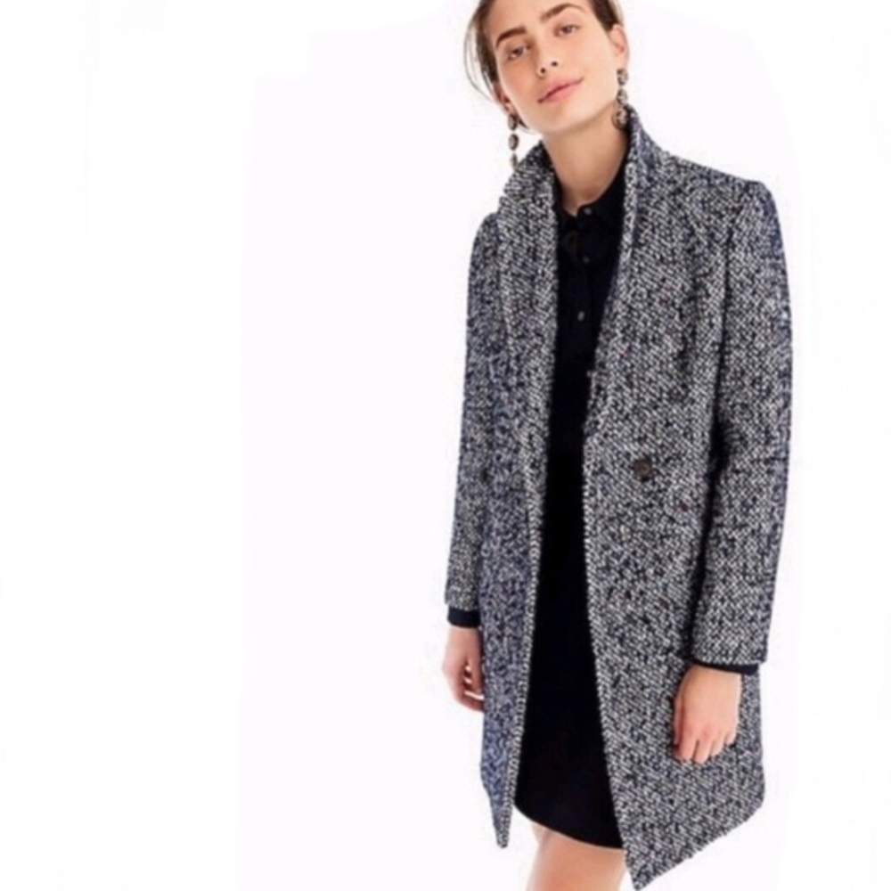 J.Crew Daphne Italian Tweed Topcoat in Navy